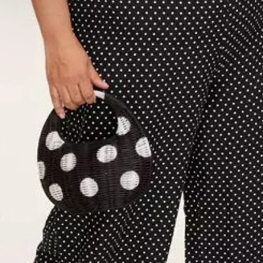 Kate Spade x Target NWT Polka Dot Wicker Crescent Bag